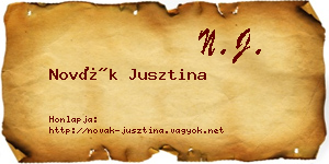 Novák Jusztina névjegykártya